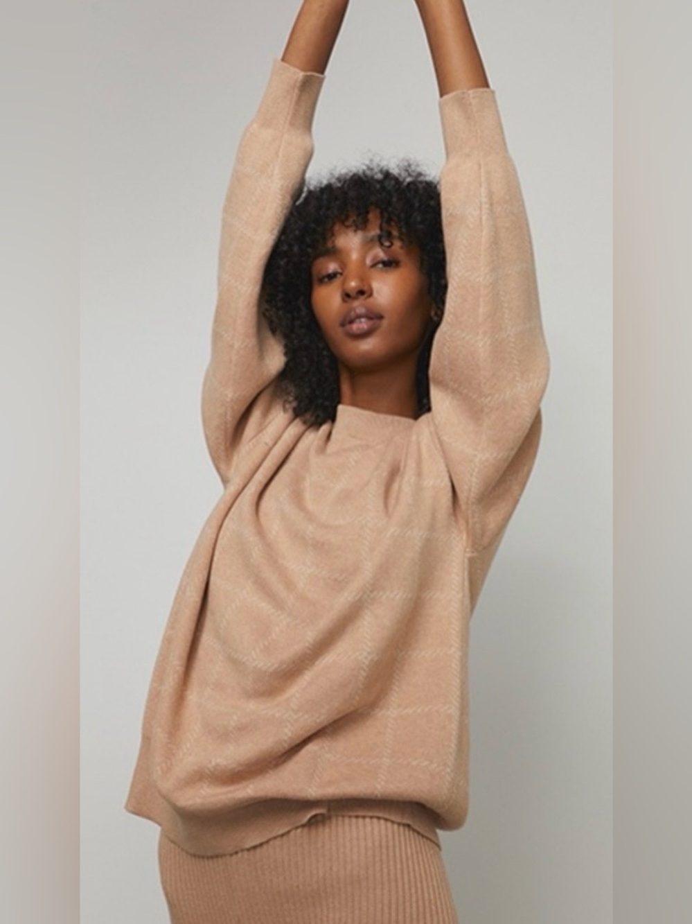 Lunya Cozy Cotton Silk Pullover Cozy Knit Sweater Relaxed Fit Nutmeg Size M